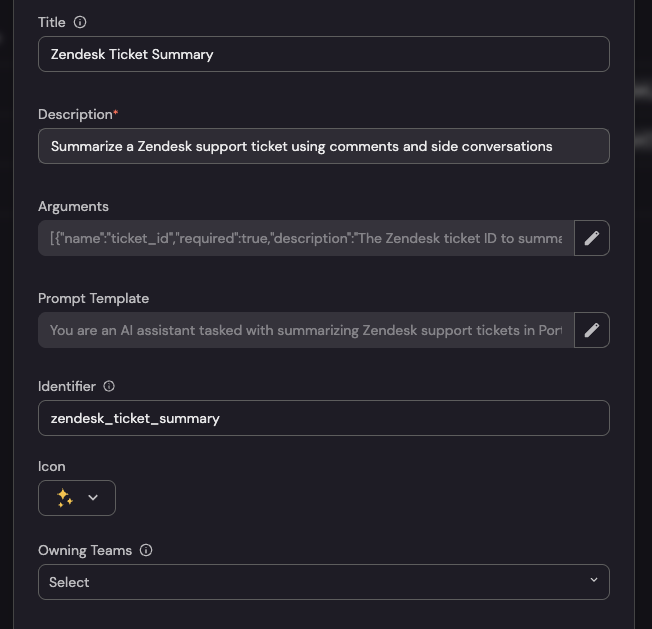 Create prompt form in Port